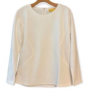 Sheryl Rubio Sz M NWT Quilted Relaxed Fit Beige Back Zipper Sweater